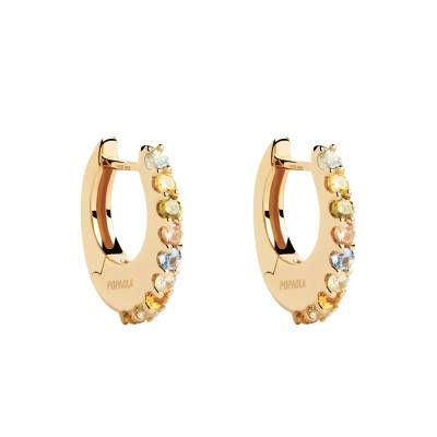 Créoles Vivi en Argent Doré & Zircones Multicolores, Diamètre 9 mm - AR01-B90-U - Pdpaola