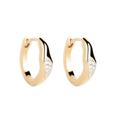 Créoles Onda en Argent Doré & Zircones Blanches, Diamètre 12,80 mm - AR01-C12-U - Pdpaola