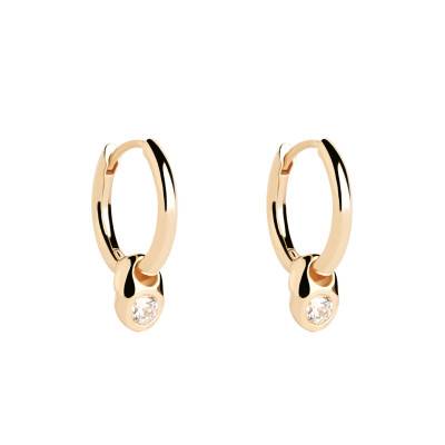 Créoles Delta en Argent Doré & Zircones Blanches, Diamètre 13 mm - AR01-C26-U - Pdpaola
