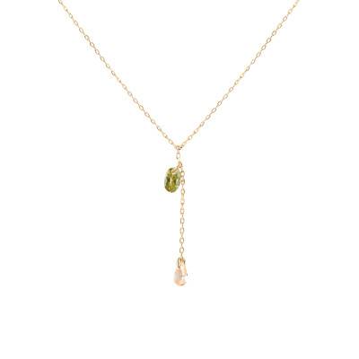 Collier Linda Y en Argent Doré & Zircones Bicolores - CO01-863-U, Longueur 40 à 50 cm - Pdpaola