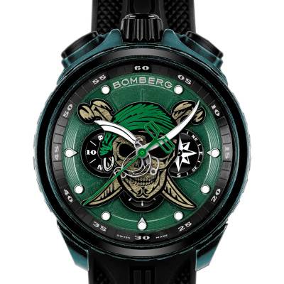 Montre BOLT-68 Heritage Skull Pirate Vert BS45CHPGR.073-2.12 - BOMBERG