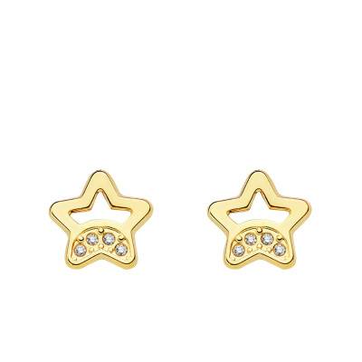 Star 750/1000 Yellow Gold & White Cubic Zirconia Stud Earrings - Bambins