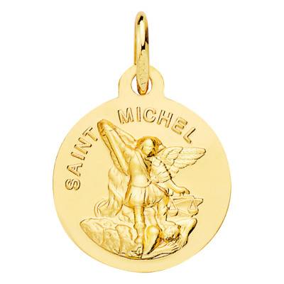 Saint Michael Yellow Gold 375 Medal, 14 mm or 16 mm Diameter - Vandona