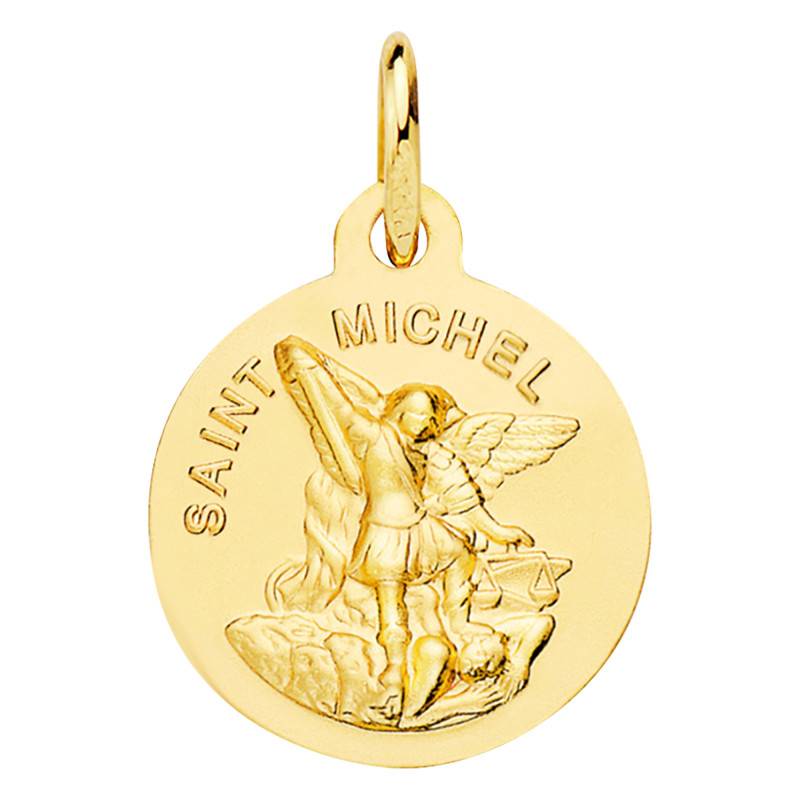 Saint Michael Yellow Gold 375 Medal, 14 mm or 16 mm Diameter - Vandona