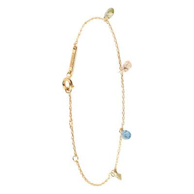 Bracelet Bloom en Argent Doré & Zircones Multicolores, Longueur 15 à 18 cm - PU01-790-U - Pdpaola