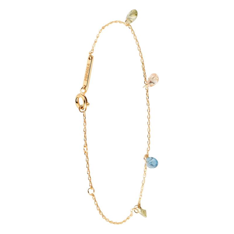 Bloom Bracelet in 925 Gold-Plated Silver & Multicolor Zirconium Oxides, Length 15 cm to 18 cm - PU01-790-U - Pdpaola