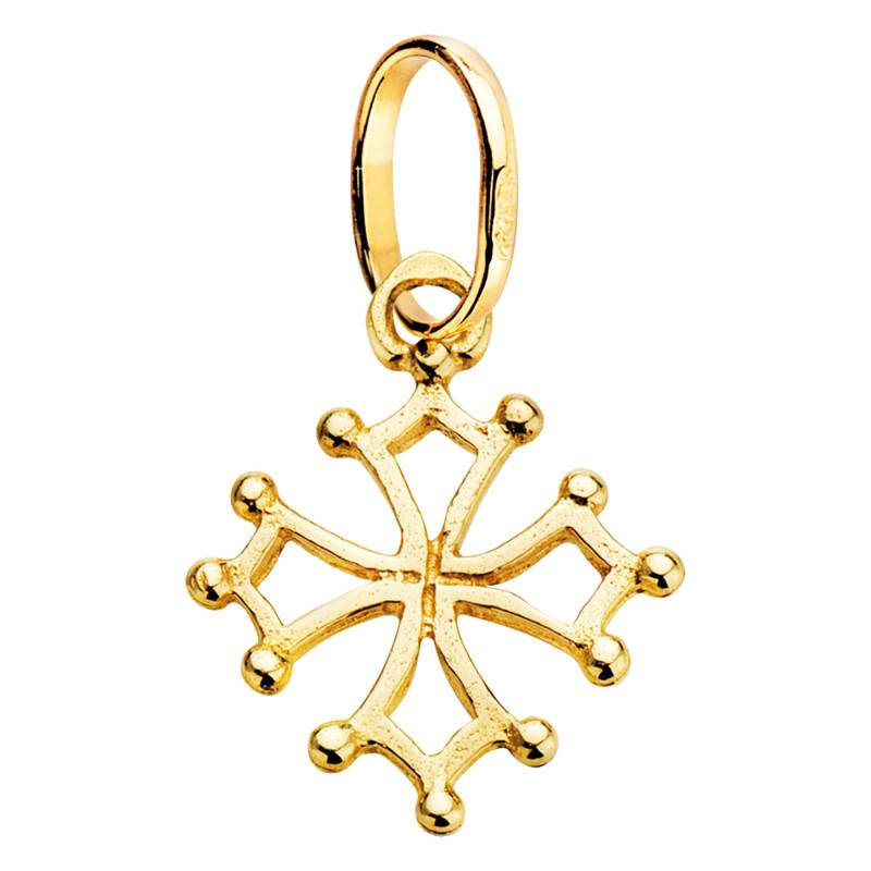 750 Yellow Gold Occitan Cross Pendant 13 x 16 mm - Vandona