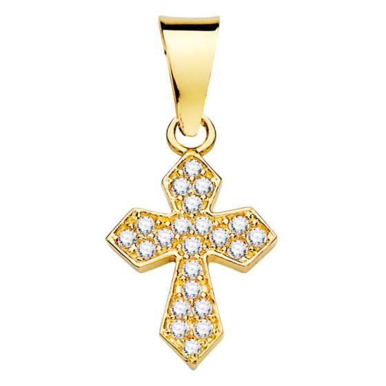 Collier Pendentif Croix En Or Jaune 9k Et Oxydes De Zirconium - Longueur Réglable 41-51cm, Neuf Avec étiquettes