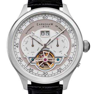 Montre Baron Grand Date Calendar Opean Heart Automatic Heather Grey ES-8187-01 - Thomas Earnshaw