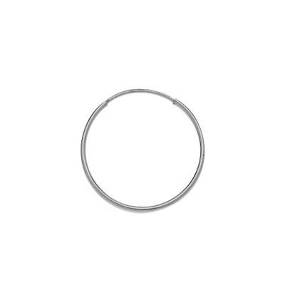 1 750/1000 White Gold Round Wire Hoop Earring, 20 mm Diameter - Emanessence