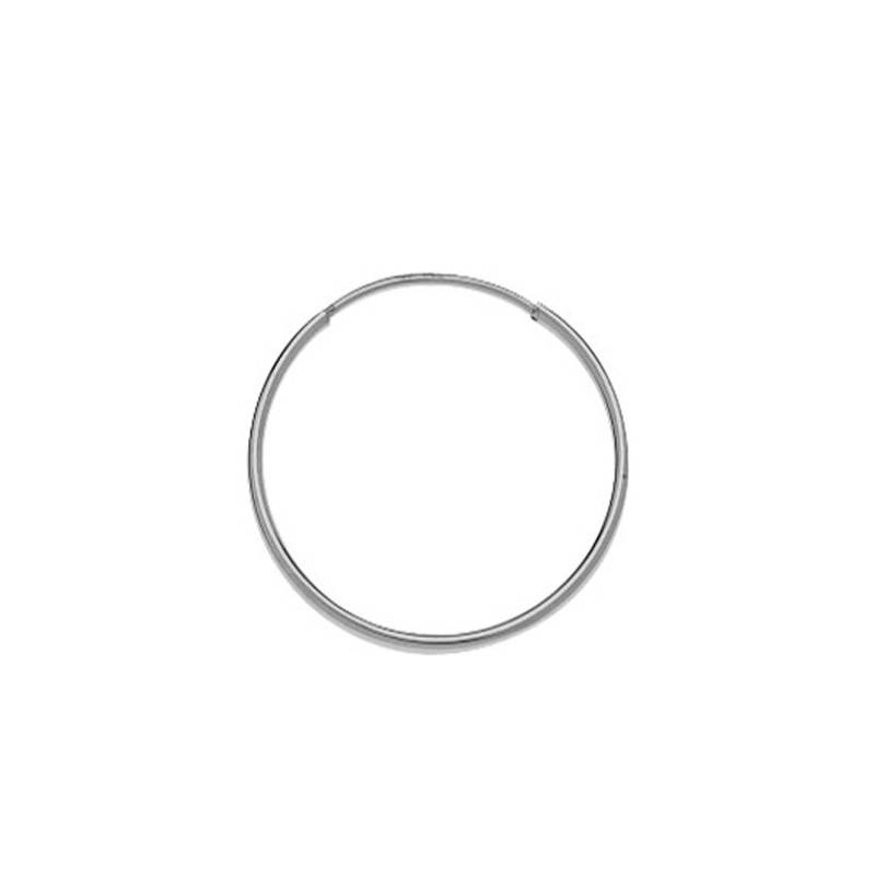 1 750/1000 White Gold Round Wire Hoop Earring, 20 mm Diameter - Emanessence