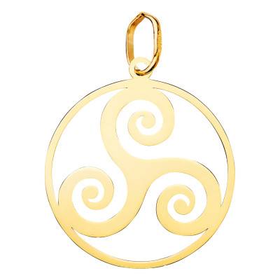 750/1000 Yellow Gold Open-Work Round Triskel Pendant, 20 mm Diameter - Emanessence