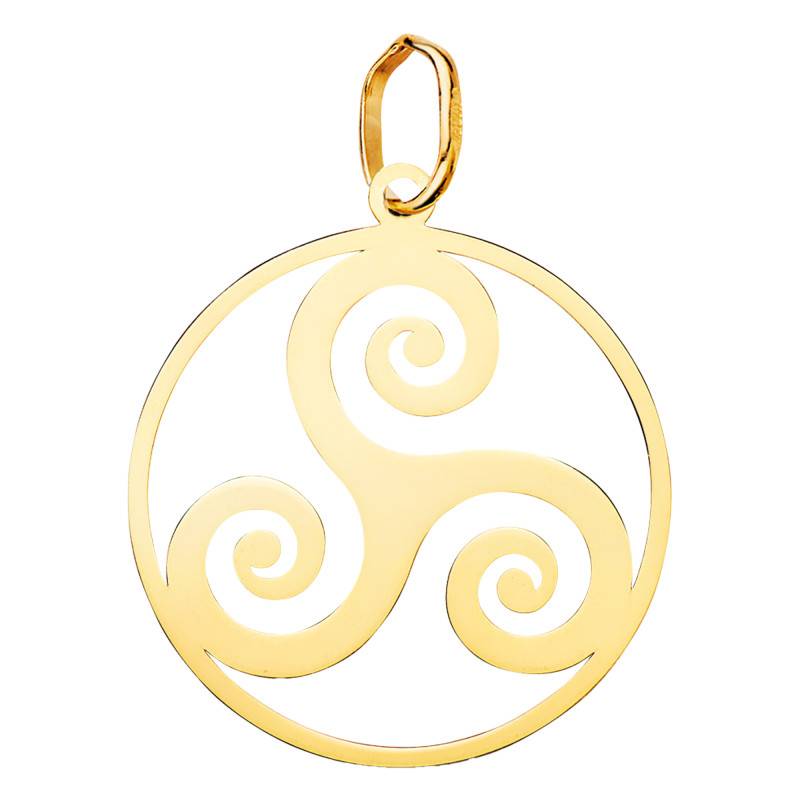 750/1000 Yellow Gold Open-Work Round Triskel Pendant, 20 mm Diameter - Emanessence