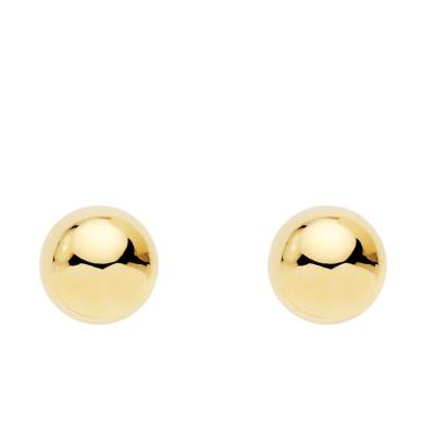 750/1000 Yellow Gold Half-Ball Stud Earrings, 7 mm Diameter - Emanessence