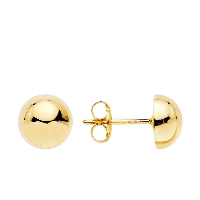 750/1000 Yellow Gold Half-Ball Stud Earrings, 7 mm Diameter - Emanessence