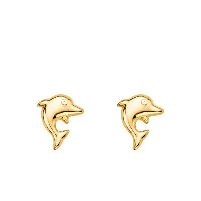 Boucles d'oreilles Dauphins en Or Jaune 750 - Bambins