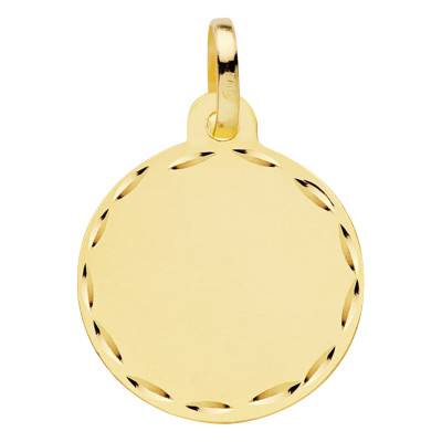 Pendentif Disque Facetté en Or Jaune 750, Diamètre 16 mm - Vandona