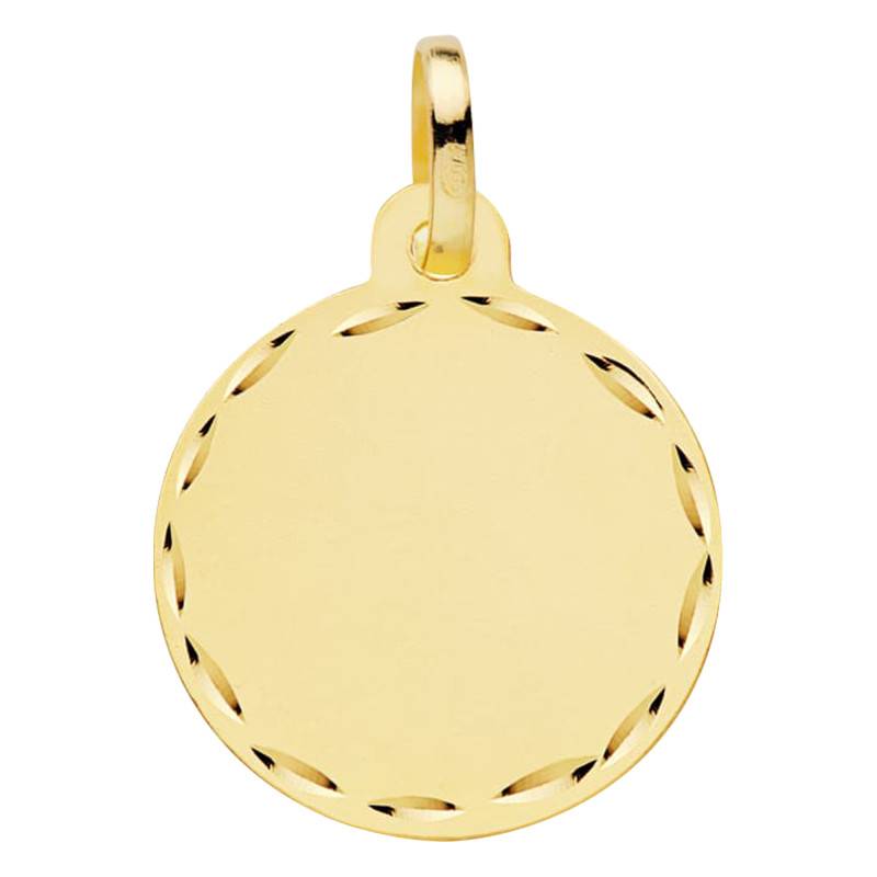750/1000 Yellow Gold Faceted Disc Pendant, 16 mm Diameter - Vandona
