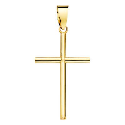 750 Yellow Gold Polished Fine Cross Pendant - Vandona