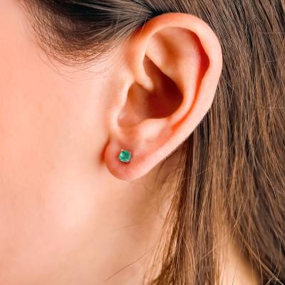 Boucles d'oreilles en Or Blanc 375 & Émeraudes - Aurora