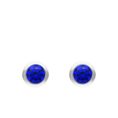 Boucles d'oreilles Rondes Or Blanc 375 & Saphirs - Aurora