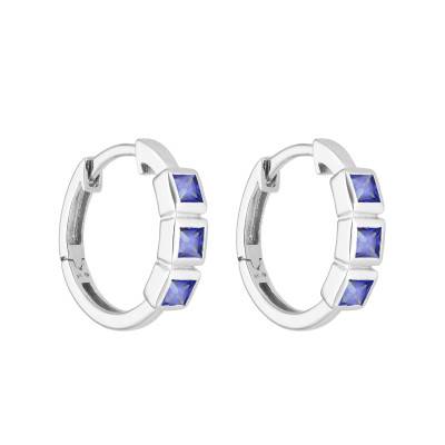Créoles Trilogie en Or Blanc 375 & Saphirs - Aurora