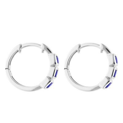 Créoles Trilogie en Or Blanc 375 & Saphirs - Aurora