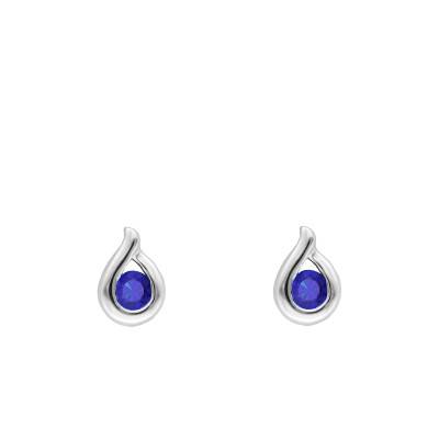 Boucles d'oreilles Gouttes en Or Blanc 375 & Saphirs - Aurora