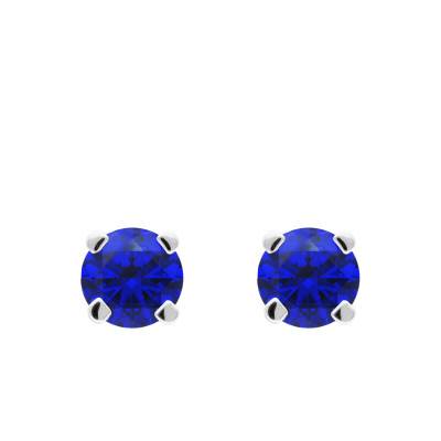 Boucles d'oreilles Rondes en Or Blanc 375 & Saphirs - Aurora