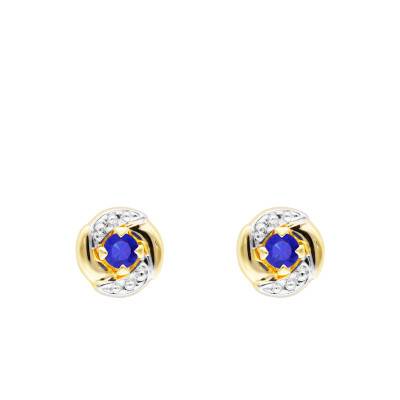 Boucles d'oreilles Fleurs Perlées en Or Jaune 375 & Saphirs - Aurora