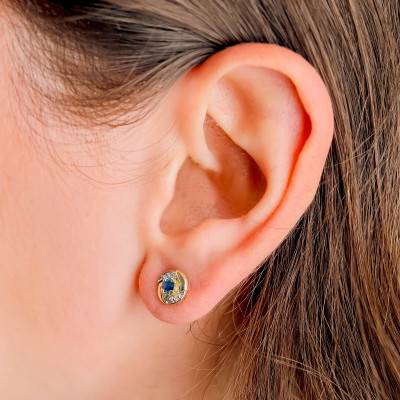 Boucles d'oreilles Fleurs Perlées en Or Jaune 375 & Saphirs - Aurora