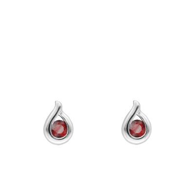 Boucles d'oreilles Gouttes en Or Blanc 375 & Rubis - Aurora