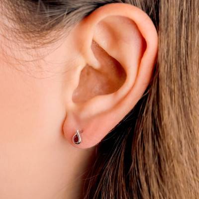 Boucles d'oreilles Gouttes en Or Blanc 375 & Rubis - Aurora