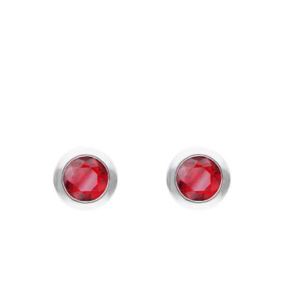 Boucles d'oreilles Rondes en Or Blanc 375 & Rubis - Aurora