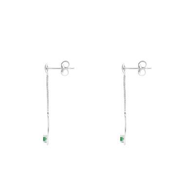 Boucles d'oreilles Cercles en Or Blanc 375 & Émeraudes - Aurora