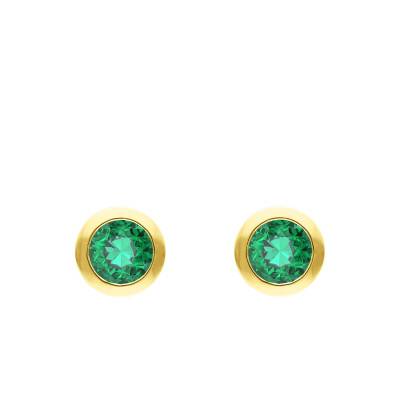 Boucles d'oreilles Rondes en Or Jaune 375 & Émeraudes - Aurora