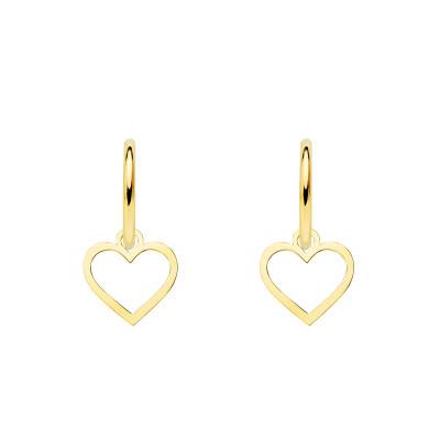 750 Yellow Gold Heart Hoop Earrings, 12 mm Diameter - Emanessence