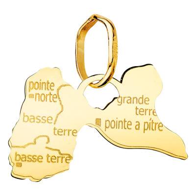 Pendentif Île Guadaloupe en Or Jaune 750 - Emanessence
