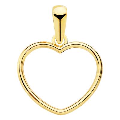 750/1000 Yellow Gold Open-Work Round Wire Heart Pendant - Emanessence