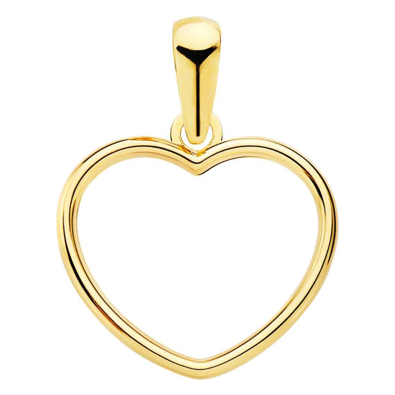 750/1000 Yellow Gold Open-Work Round Wire Heart Pendant - Emanessence