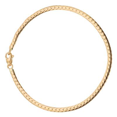 750 Yellow Gold Solid Bismarck Chain Bracelet, Length 17 cm, Width 3 mm to 4 mm - Manillon