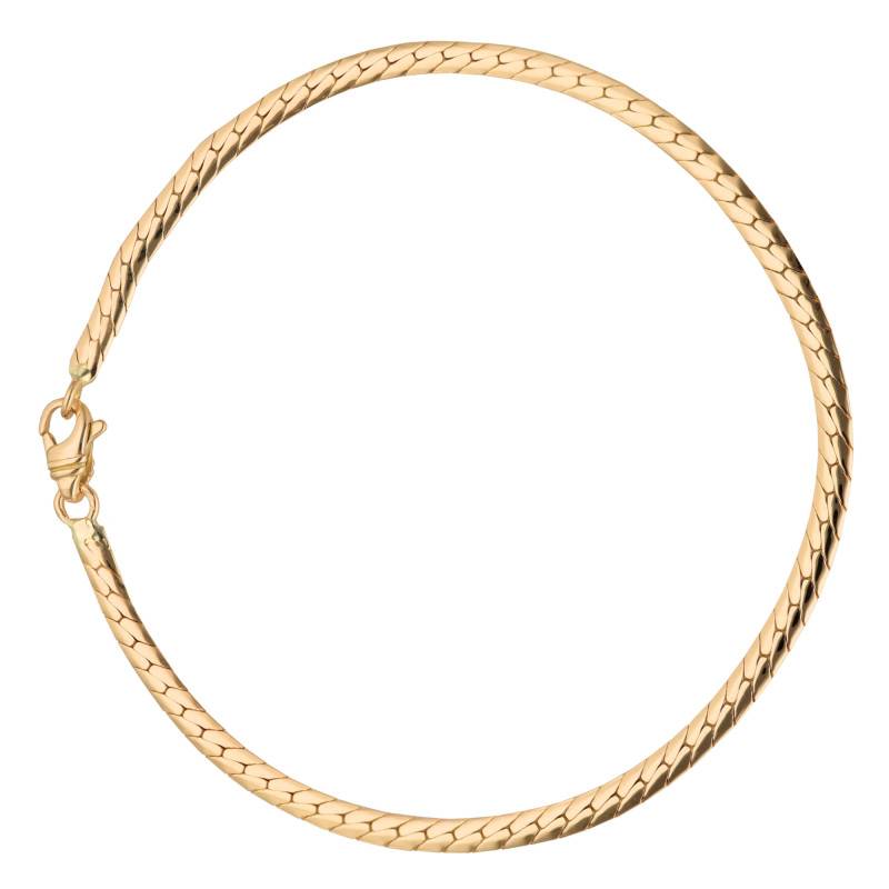 750 Yellow Gold Solid Bismarck Chain Bracelet, Length 17 cm, Width 3 mm to 4 mm - Manillon