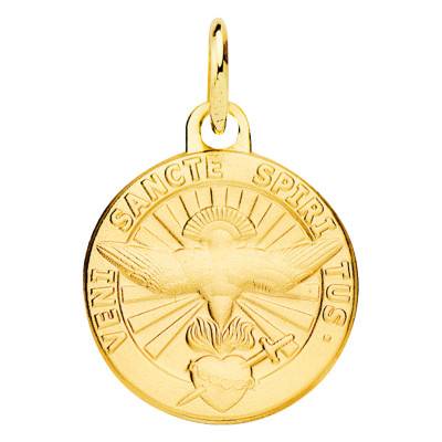 375 Yellow Gold Holy Spirit Medal, 14 mm Diameter - Vandona
