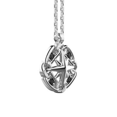 Collier Cosmopolitan Rose des Vents en Argent 925 & Spinelles Noirs, Longueur 50 cm - ESC015 - Zancan
