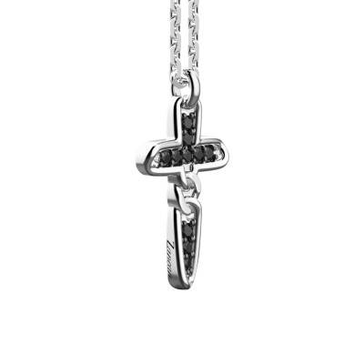 Collier Cosmopolitan Croix en Argent 925 & Spinelles Noirs, Longueur 50 cm - ESC014 - Zancan