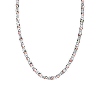 925 Silver and 750/1000 Rose Gold Eternity Bead Chain Necklace, 50 cm - EXC564 - Zancan
