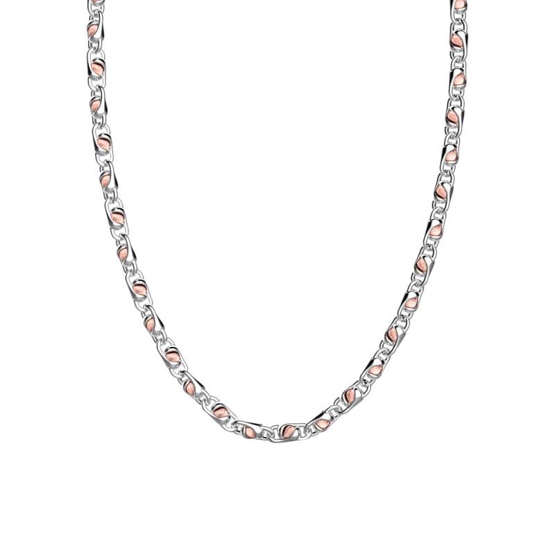 925 Silver and 750/1000 Rose Gold Eternity Bead Chain Necklace, 50 cm - EXC564 - Zancan