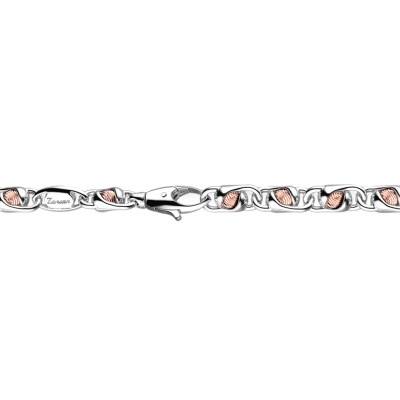925 Silver and 750/1000 Rose Gold Eternity Bead Chain Necklace, 50 cm - EXC564 - Zancan