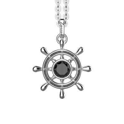 925 Silver & Onyx Cosmostone Helm Necklace 50 cm - EXC627 - Zancan