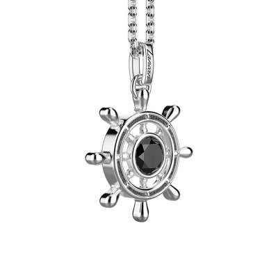 925 Silver & Onyx Cosmostone Helm Necklace 50 cm - EXC627 - Zancan
